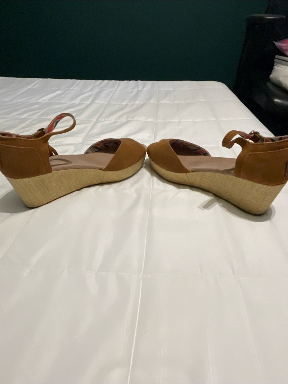 Tom’s Brown Suede Basket Weave Summer Wedges